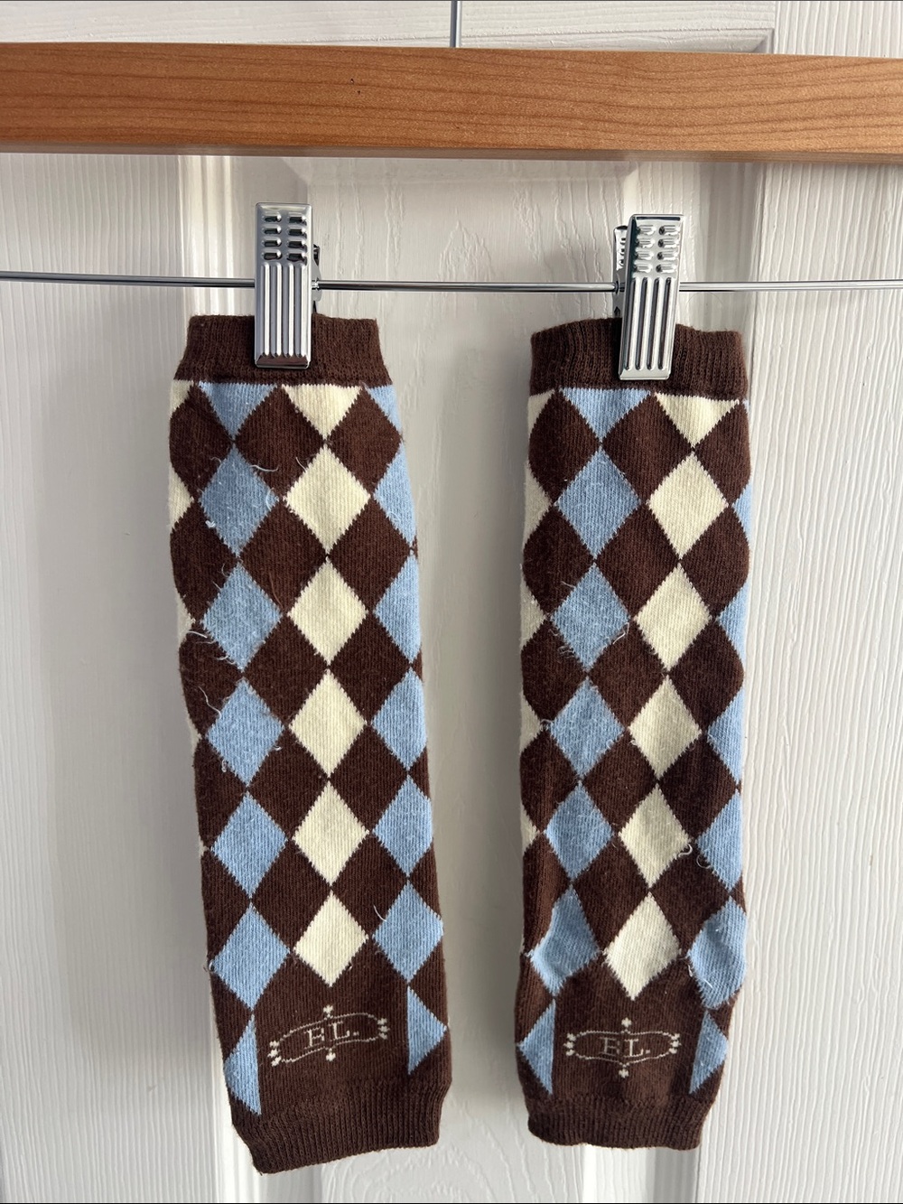 B L baby argyle leg warmers